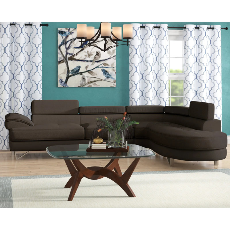 Faux Leather Sectional Orren Ellis Leather Type Espresso Faux Leather